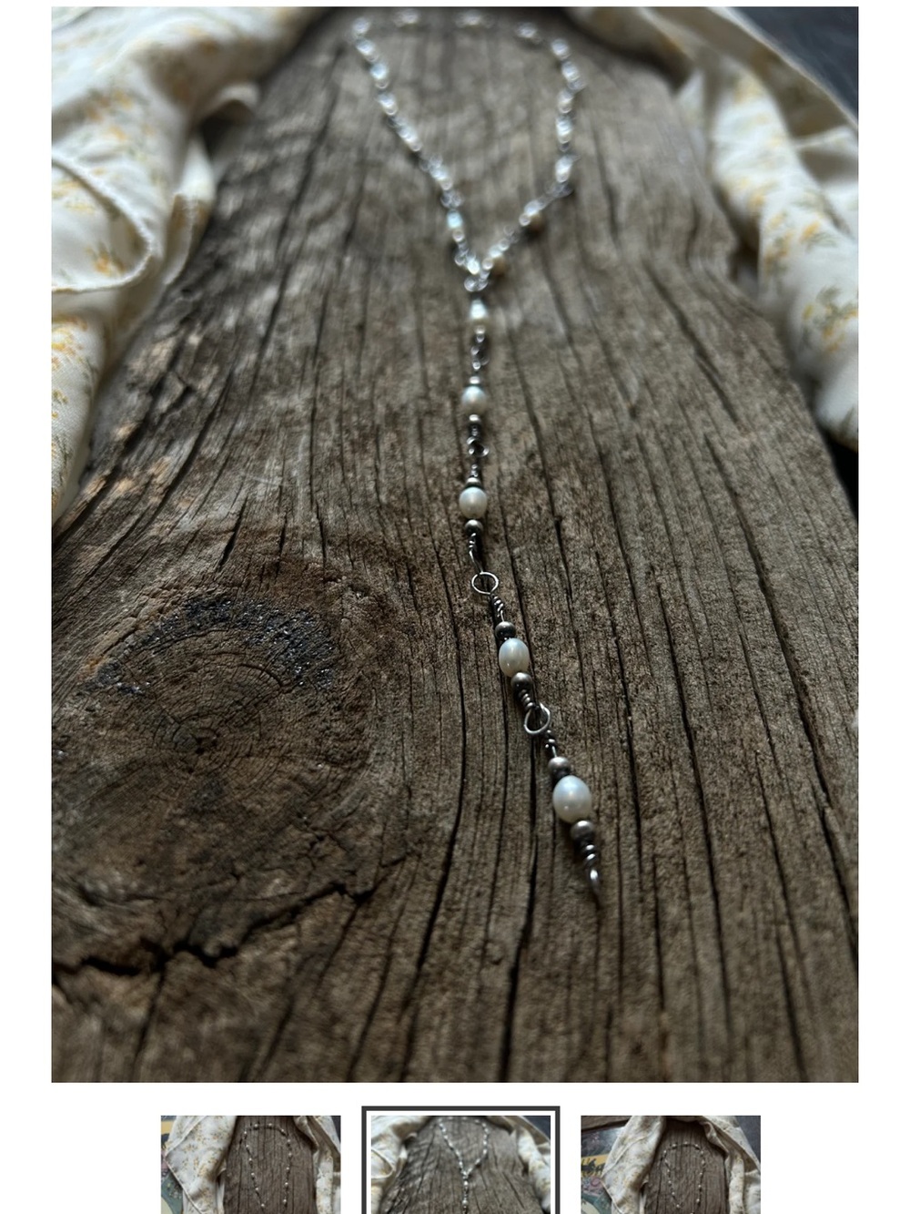 Meyers Silver Cowgirl White Pearl Y-Necklace - Picture 2 of 3